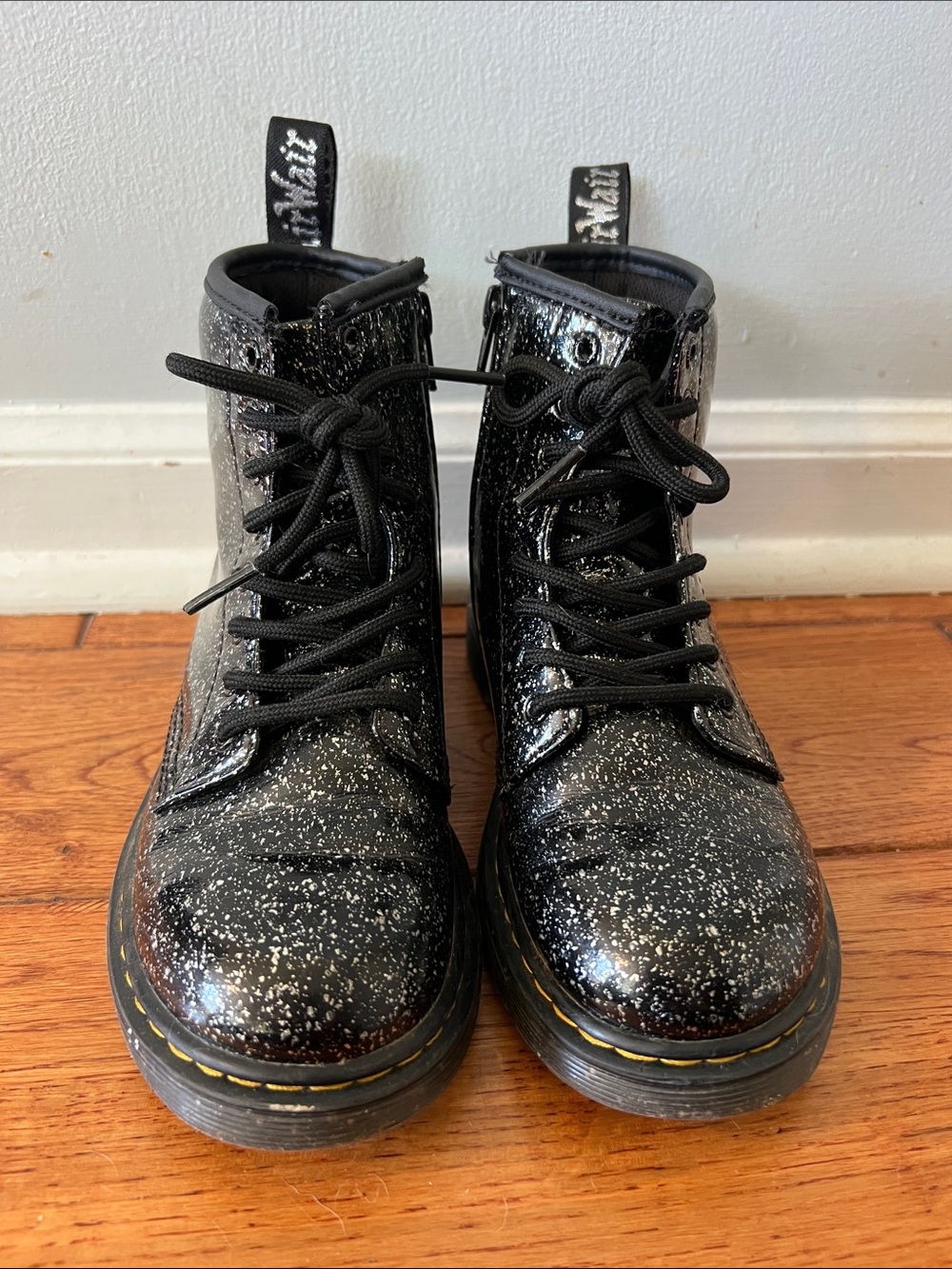 Dr. Martens Black Glitter Combat Boots